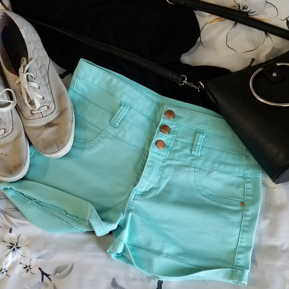 Teal High Waisted Shorts